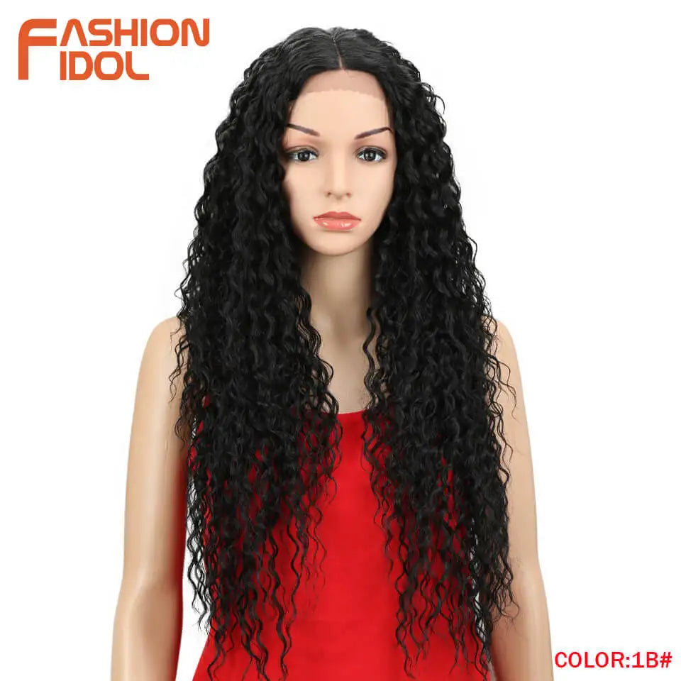 Peruca Sintética Kinky Curly 30 Polegadas — Lace Front | 5 Cores