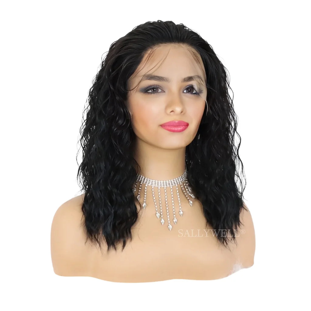 Peruca Bob Curly Sintética — Lace Front Resistente ao Calor | 14 Polegadas