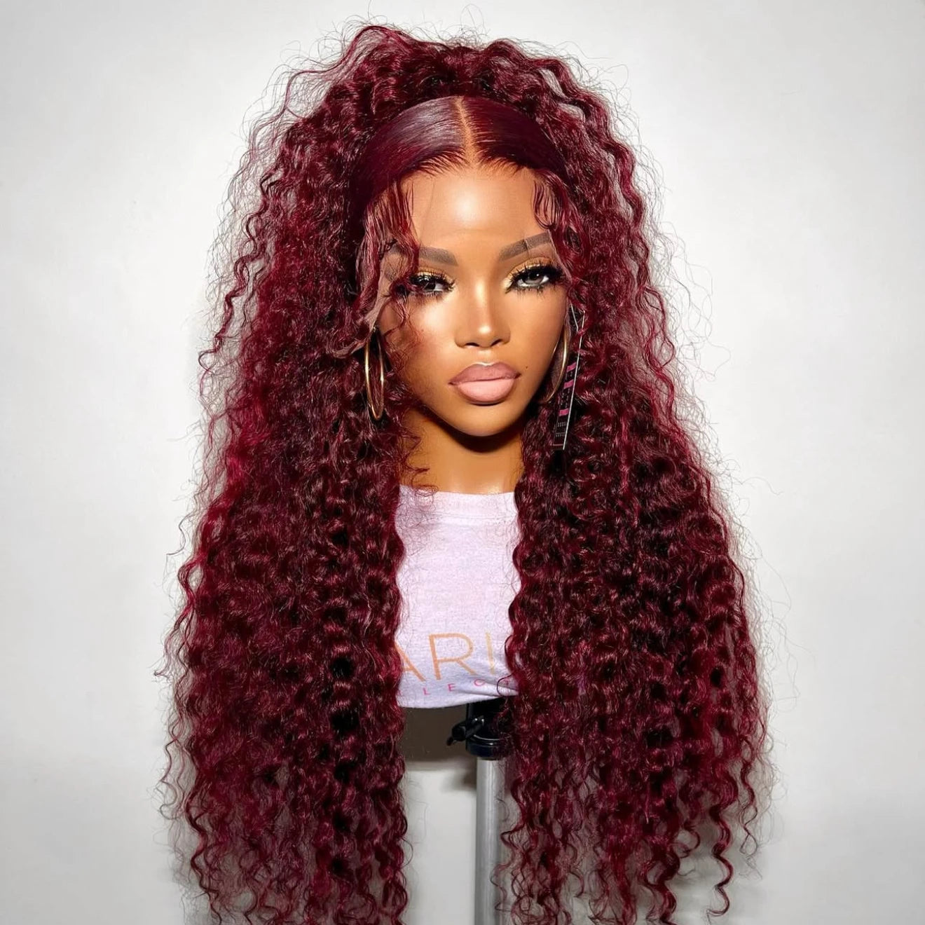 Peruca Lace Front Sintética Kinky Curly 26 Polegadas — 180% Densidade | Pré-Arrancada