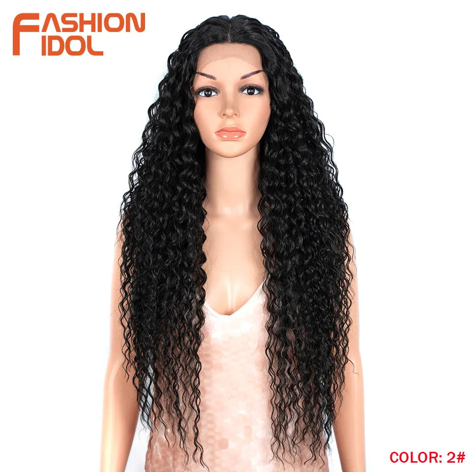 Peruca Sintética Kinky Curly 30 Polegadas — Lace Front | 5 Cores